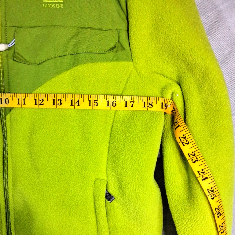 Womens Lands End 10-12 Fleece Chartreuse/Lime Green Jacket Like New - Picture 8 of 12